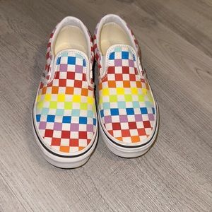 Girls rainbow checkered vans